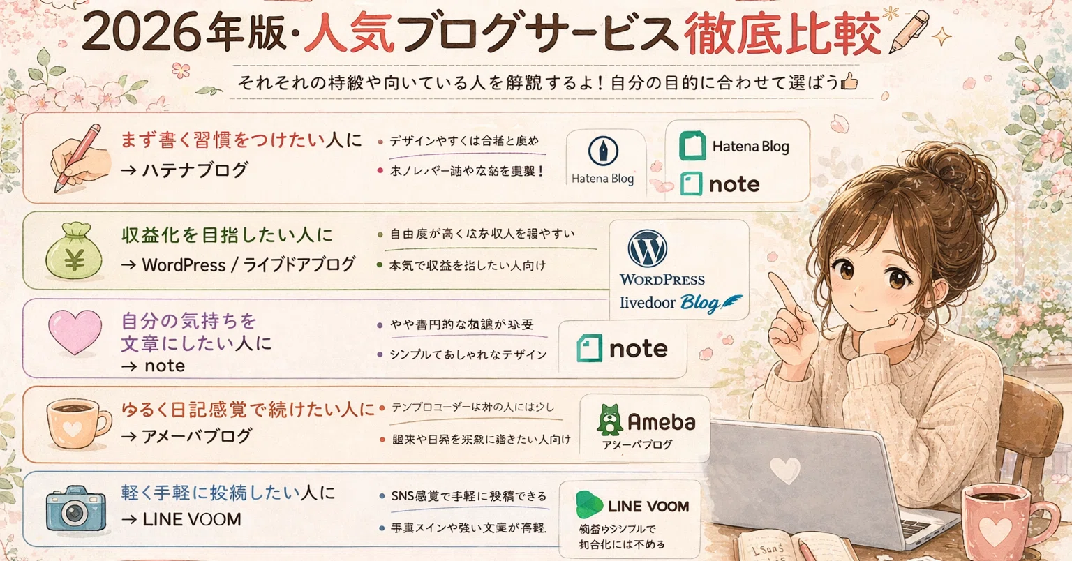 🌸🌸「ブログ始めたい。でも、どれ選べばいいの？」で止まっていた私へ