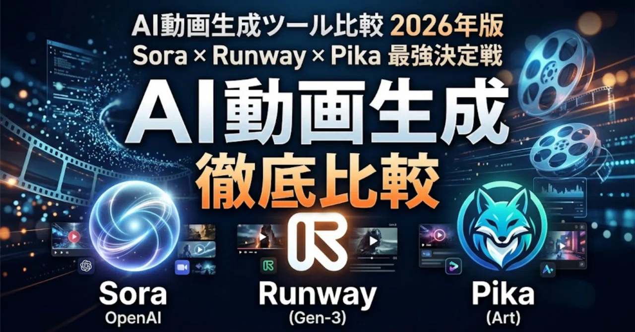 AI動画生成ツール比較2026年版|Sora・Runway・Pikaの出力品質を徹底検証