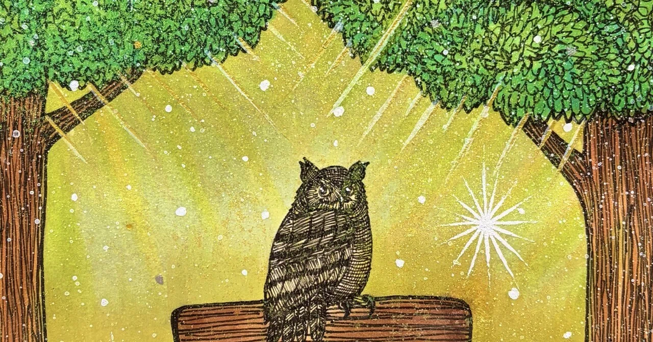 フクロウの絵 😗苦手な人なんて😆気にすんな👍｜フクロウシホ