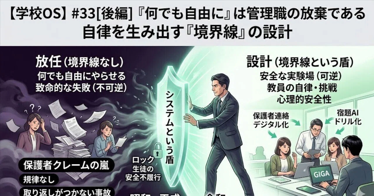 学校OS】#33［後編］「何でも自由に」は管理職の放棄 〜自律を生み出す