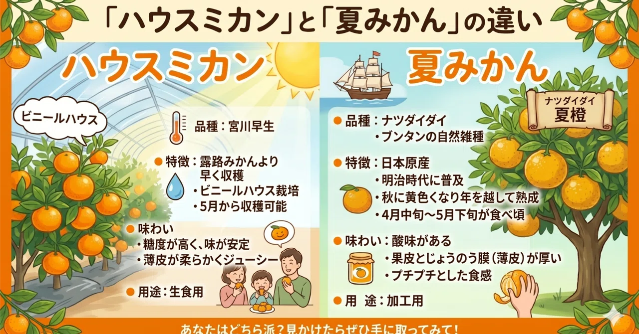 農家が解説】バイヤーも混同？「ハウスみかん」と「夏みかん」の決定的