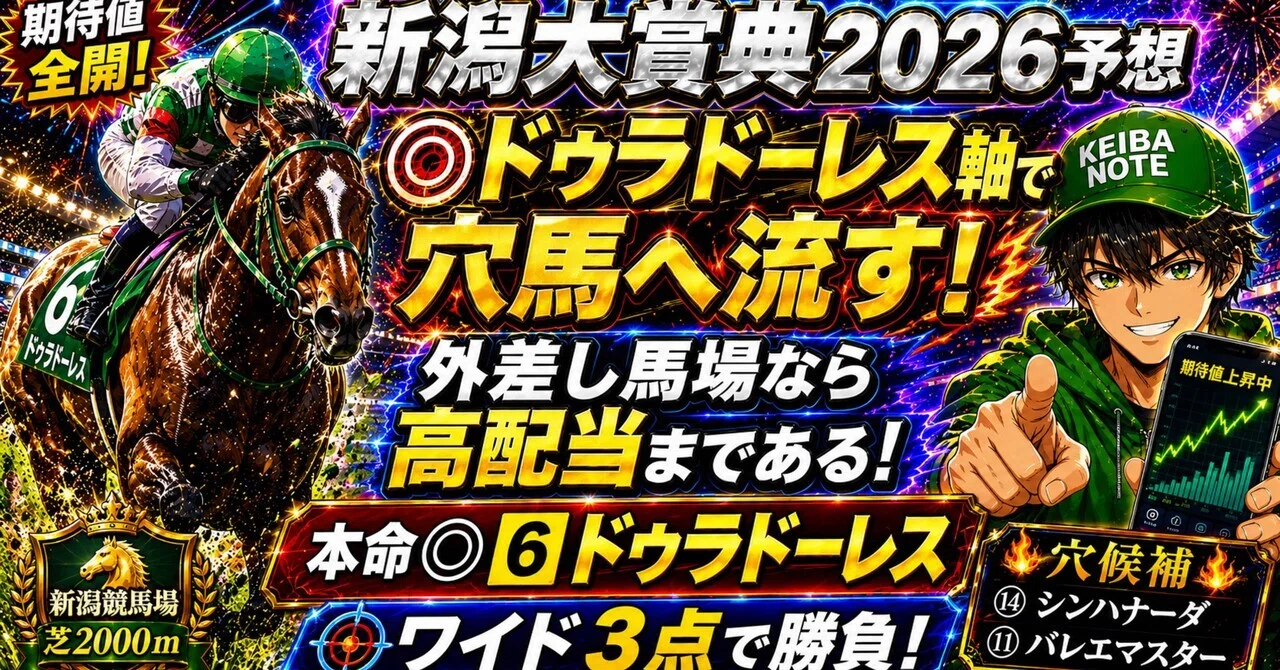 新潟大賞典2026予想】◉ドゥラドーレス軸で穴馬へ流す❗️外差し馬場