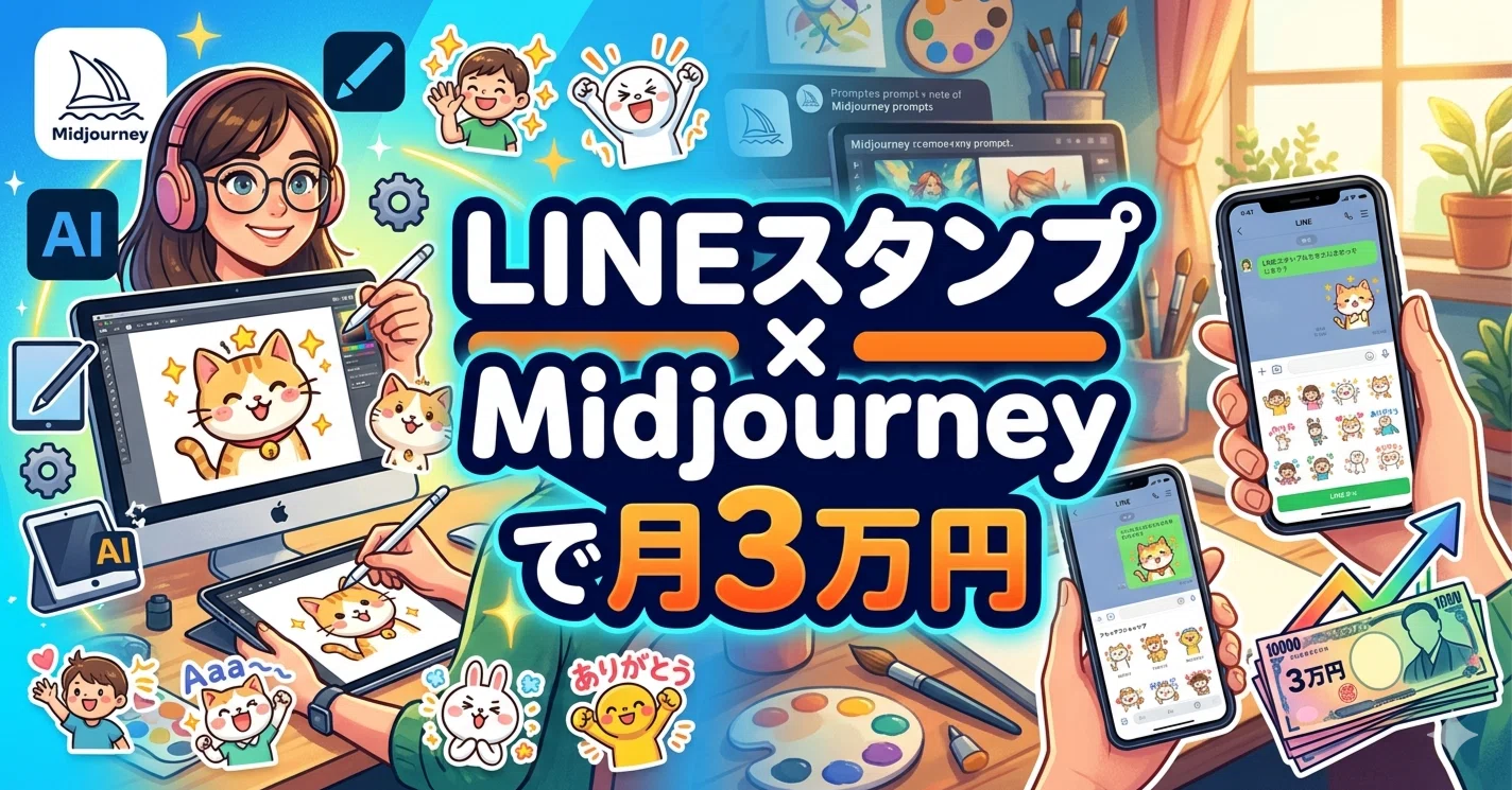 絵心ゼロAI】LINEスタンプ × Midjourney で AIスタンプ販売を月3万円に