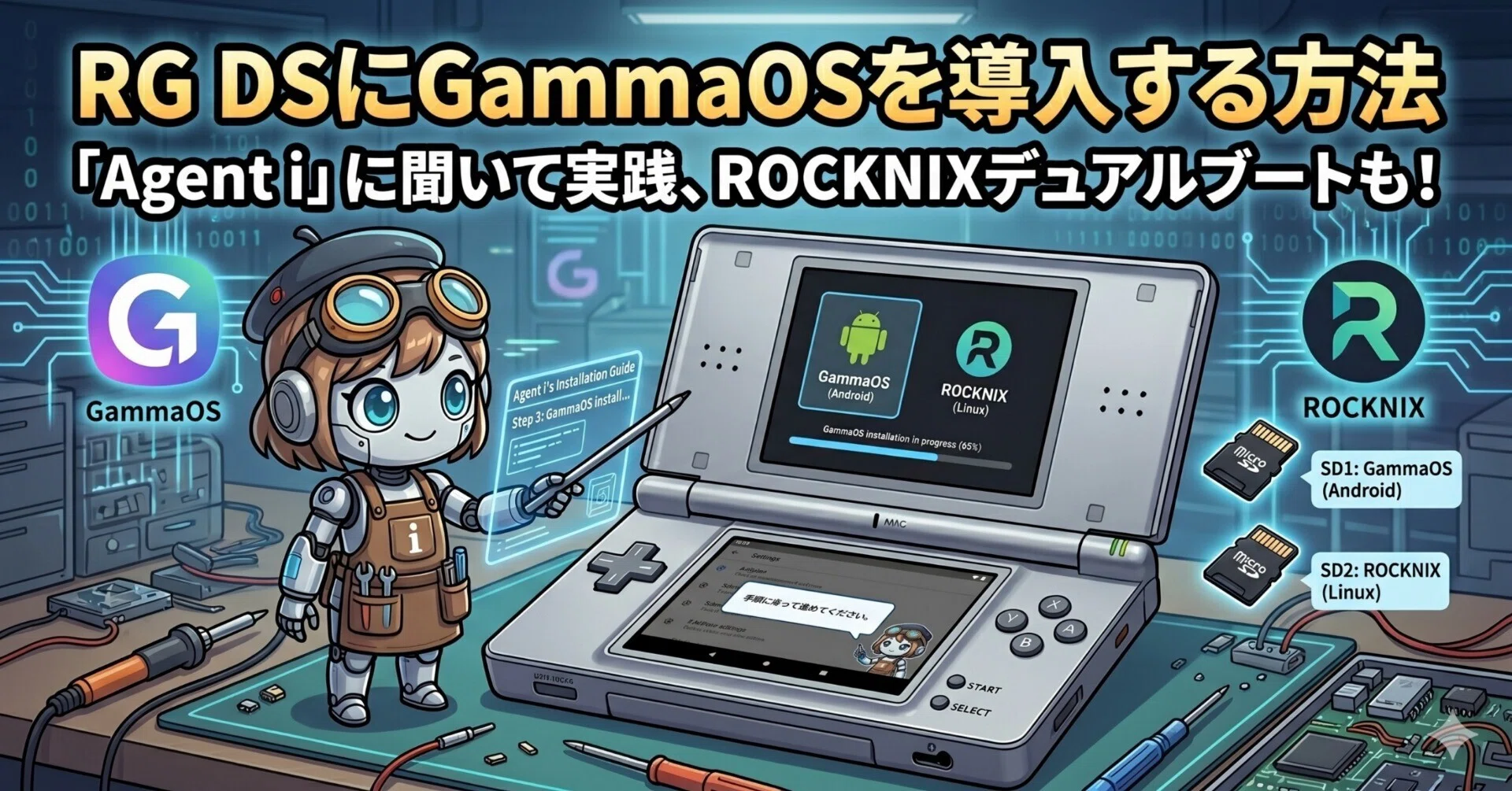 RG DSにGammaOSを導入する方法を「Agent i」に聞いて実践し、ROCKNIXの