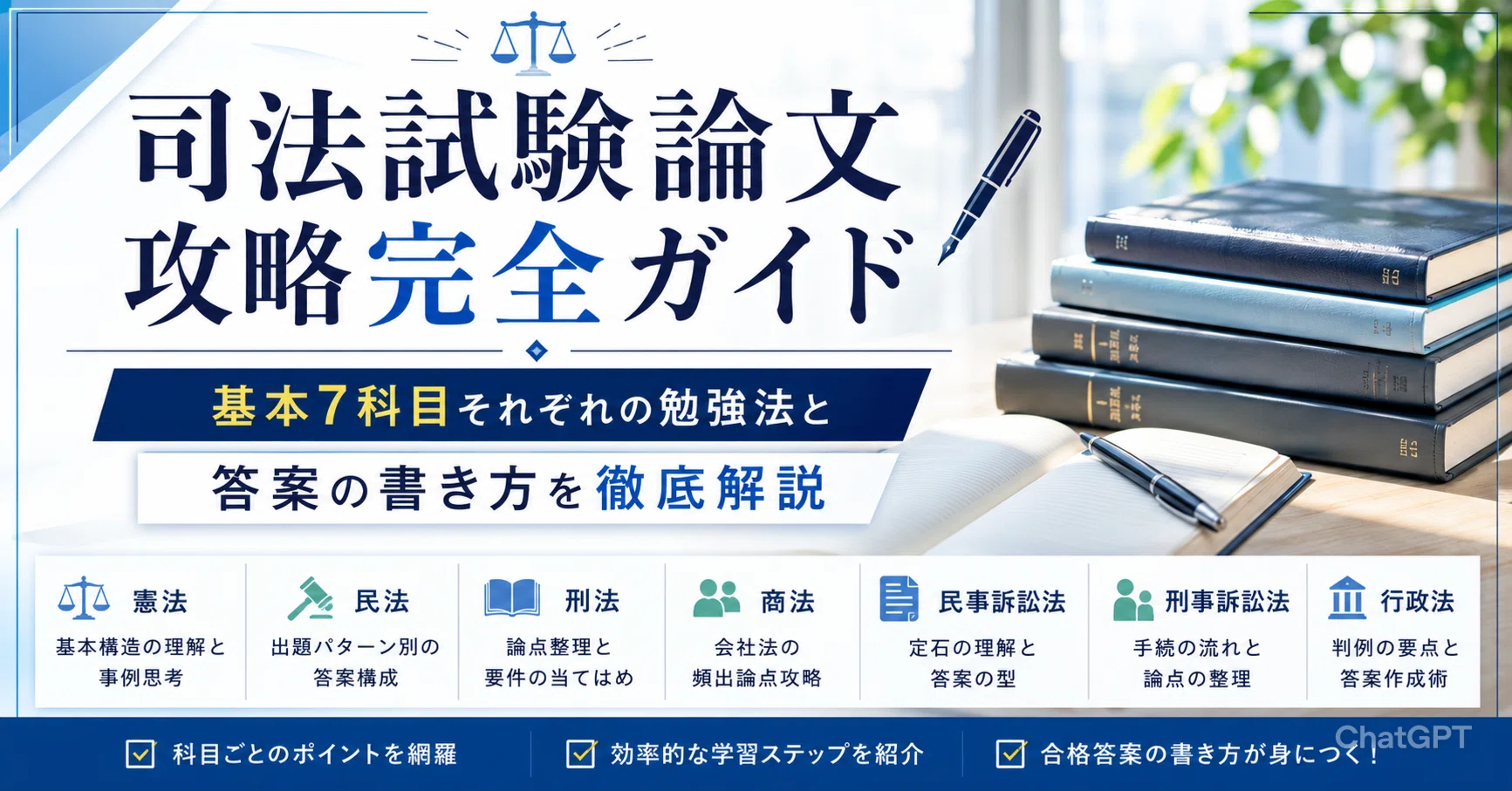 司法試験論文攻略完全ガイド｜基本7科目それぞれの勉強法と答案の