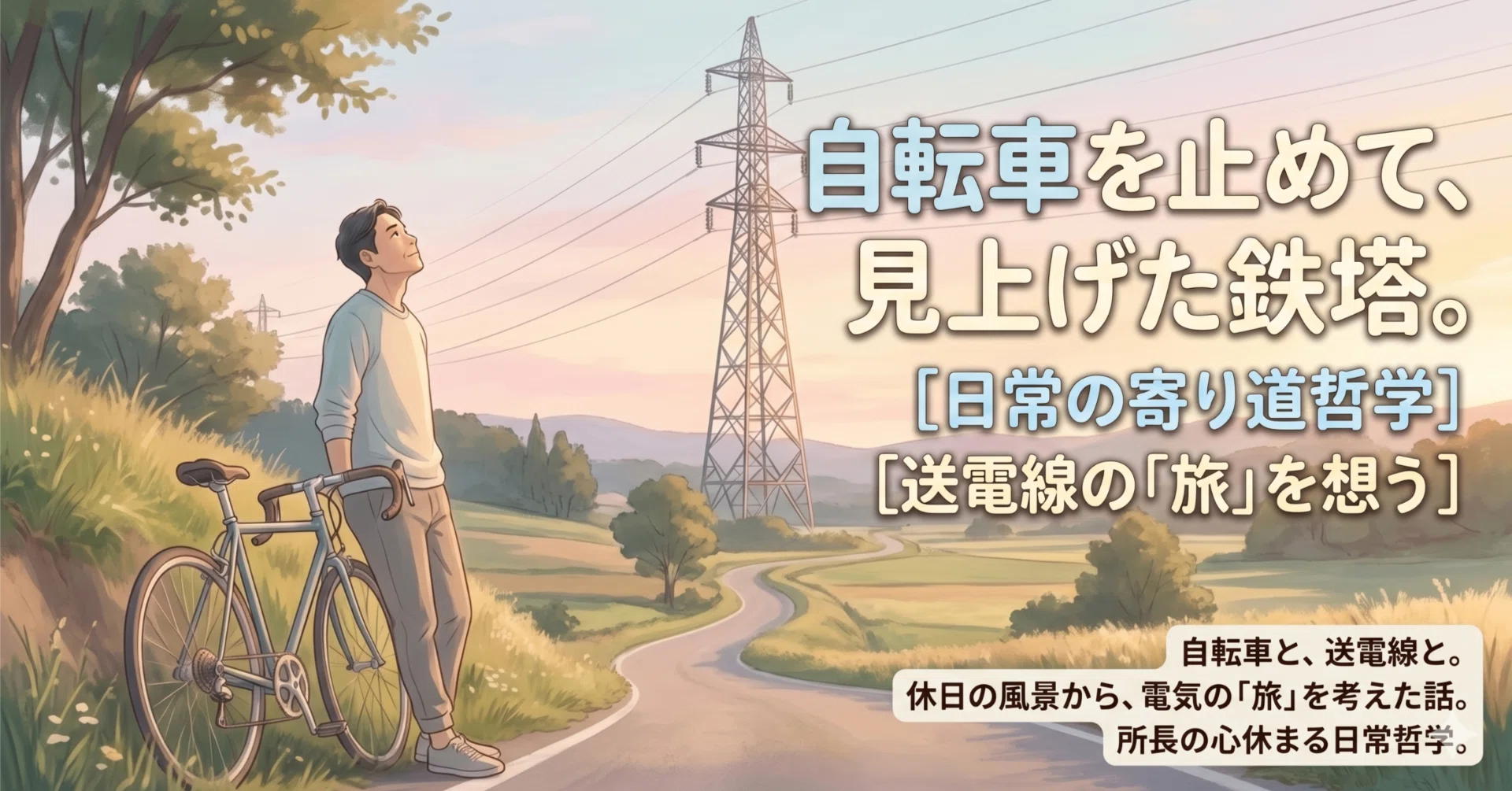 自転車で走っていたら、送電線の鉄塔が気になって止まってしまった話