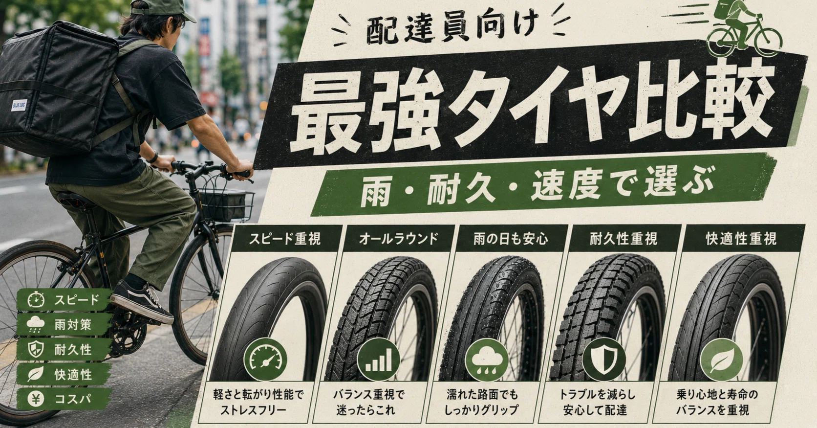 通勤・通学・配達員向け】実際に使った自転車タイヤレビュー｜雨・耐久