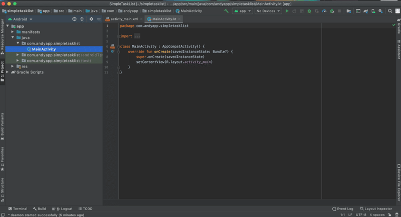 Androidアプリを作ろう Day2 新規プロジェクト作成 起動確認 Andy Note