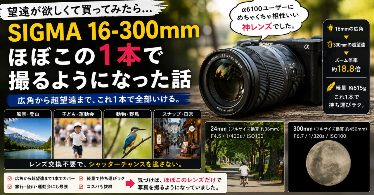 望遠が欲しくてSIGMAの16-300mmを買ったら、ほぼこの1本で撮るように
