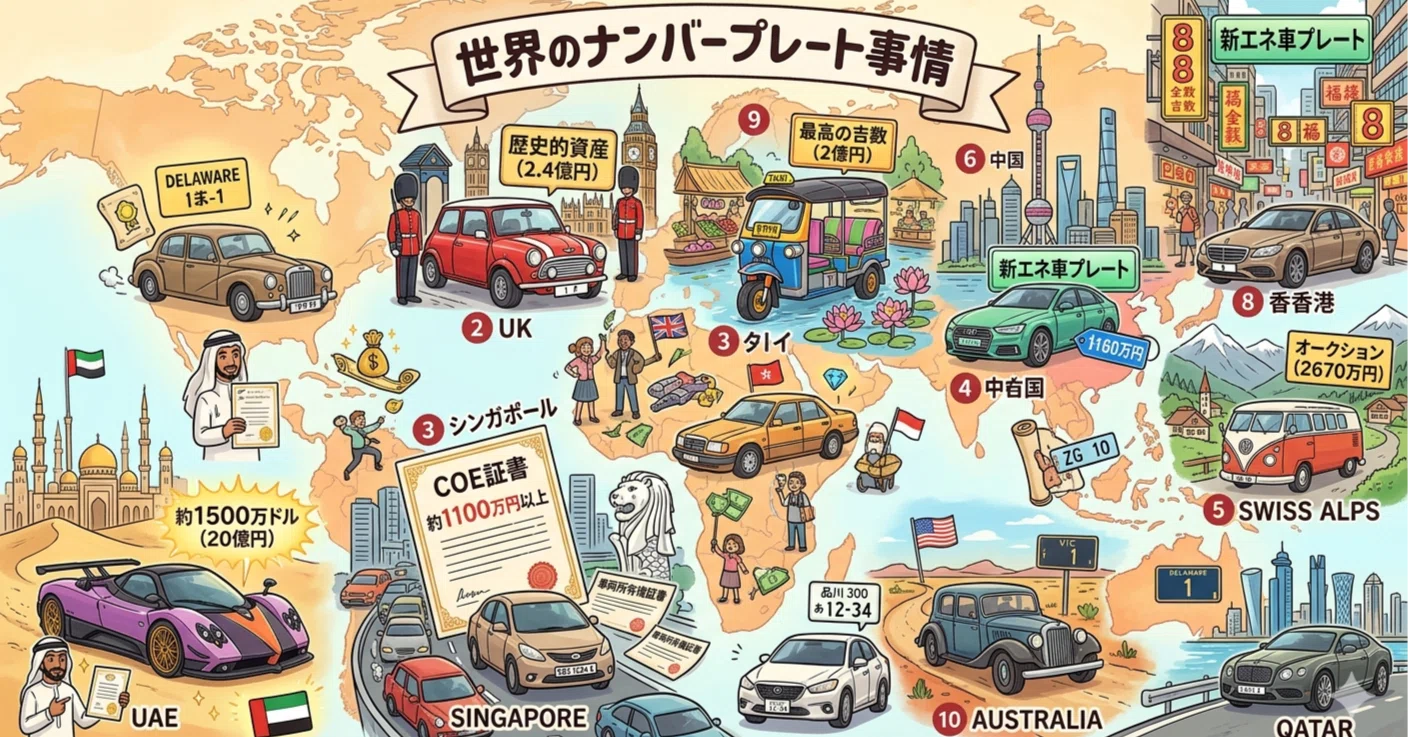 日本の常識・世界の常識】世界のナンバープレート事情：数億円の価値を