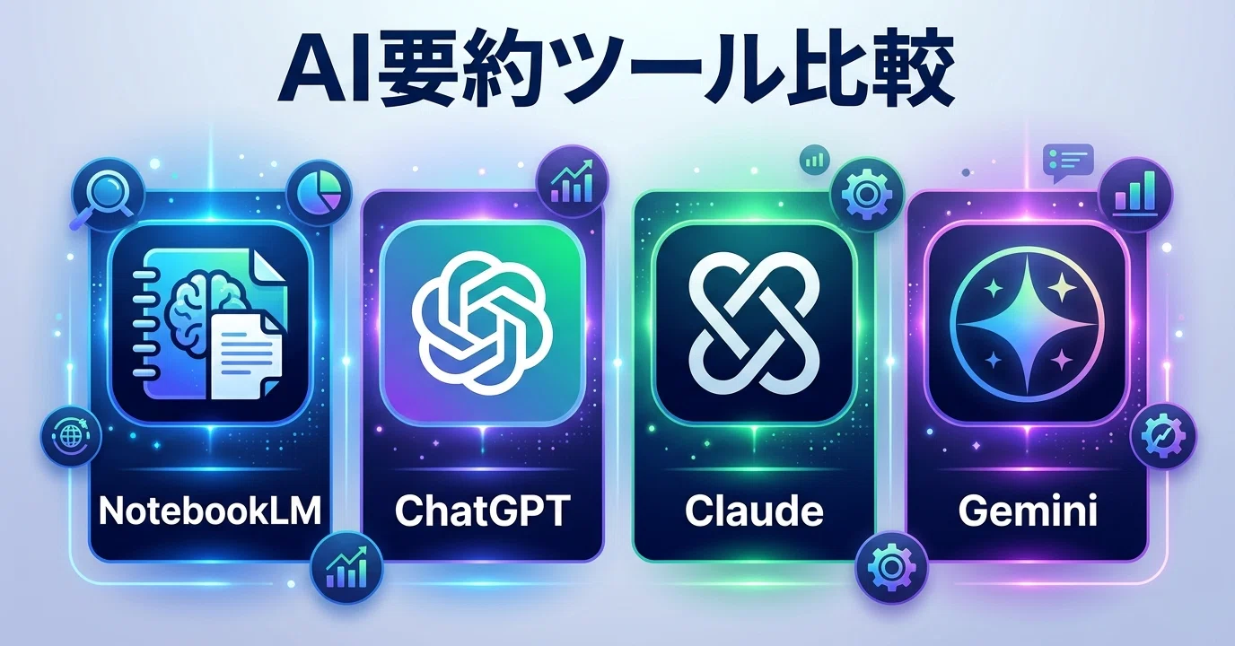 AI要約ツール比較｜NotebookLM・ChatGPT・Claude・Geminiを実際に使っ