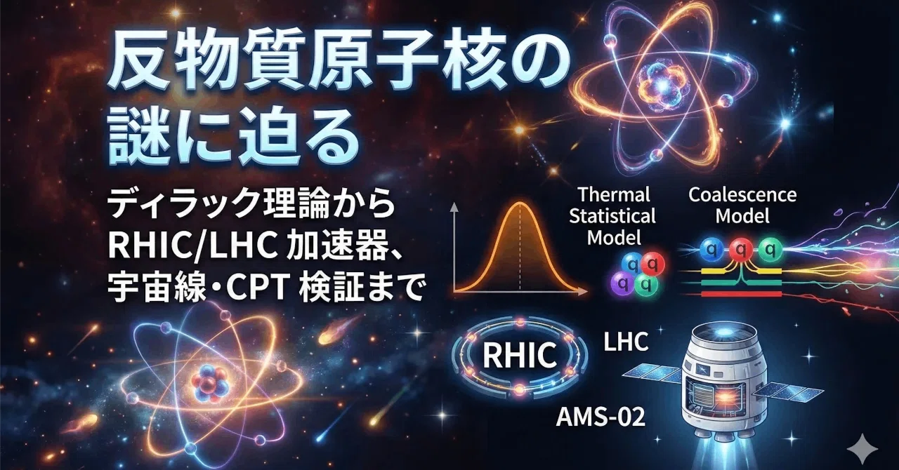 反物質原子核の謎に迫る：ディラック理論からRHIC/LHC加速器、宇宙線