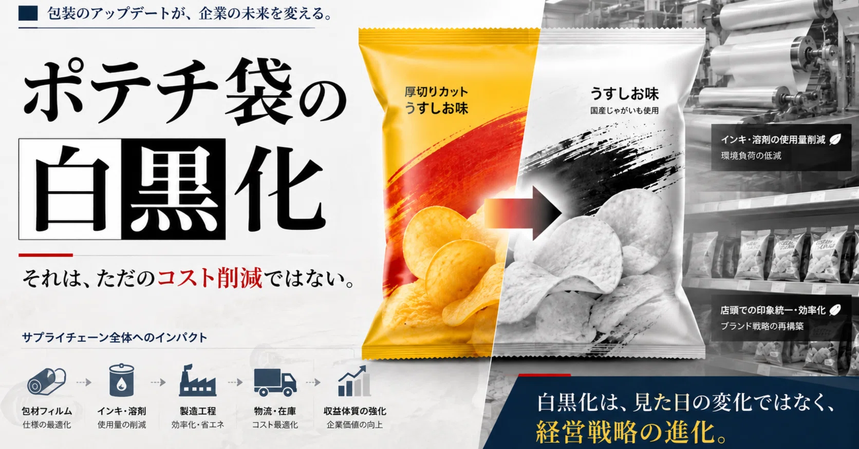 ポテチの袋が白黒になる時代に、メーカー出身の私が見たもの｜いしたか
