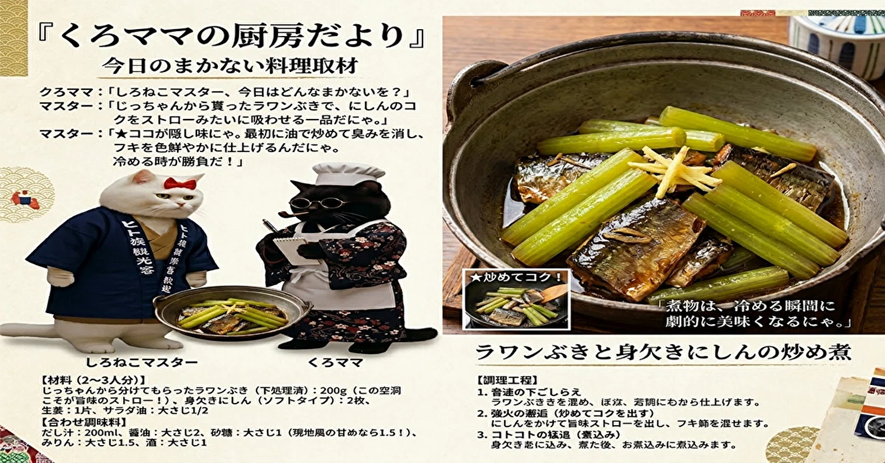 巨人のフキと北の海の邂逅：足寄の伝統「ラワンぶきと身欠きにしんの