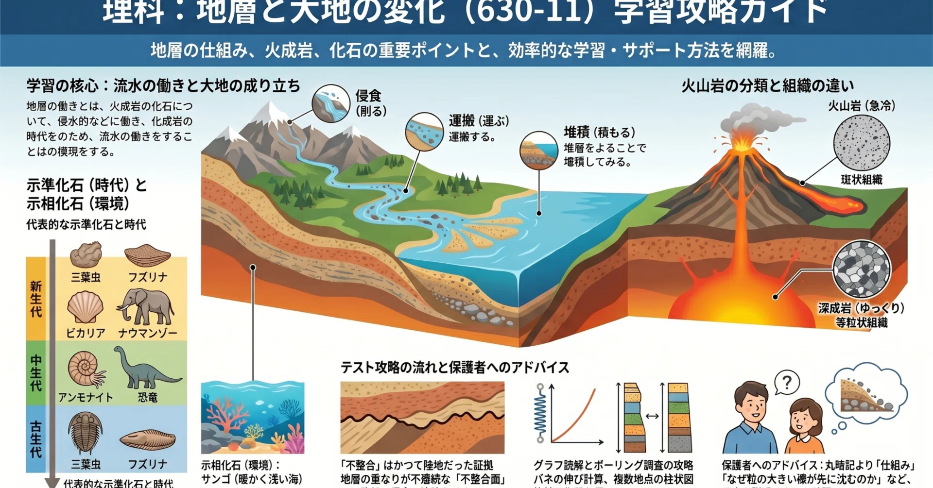流水・地形・化石を攻略！地層の応用問題【理科630-11】｜勉強DX x