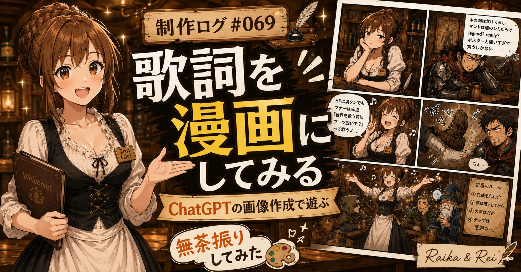 制作ログ＃069】ChatGPTの画像作成で遊ぶ。歌詞を漫画にしてと無茶振り