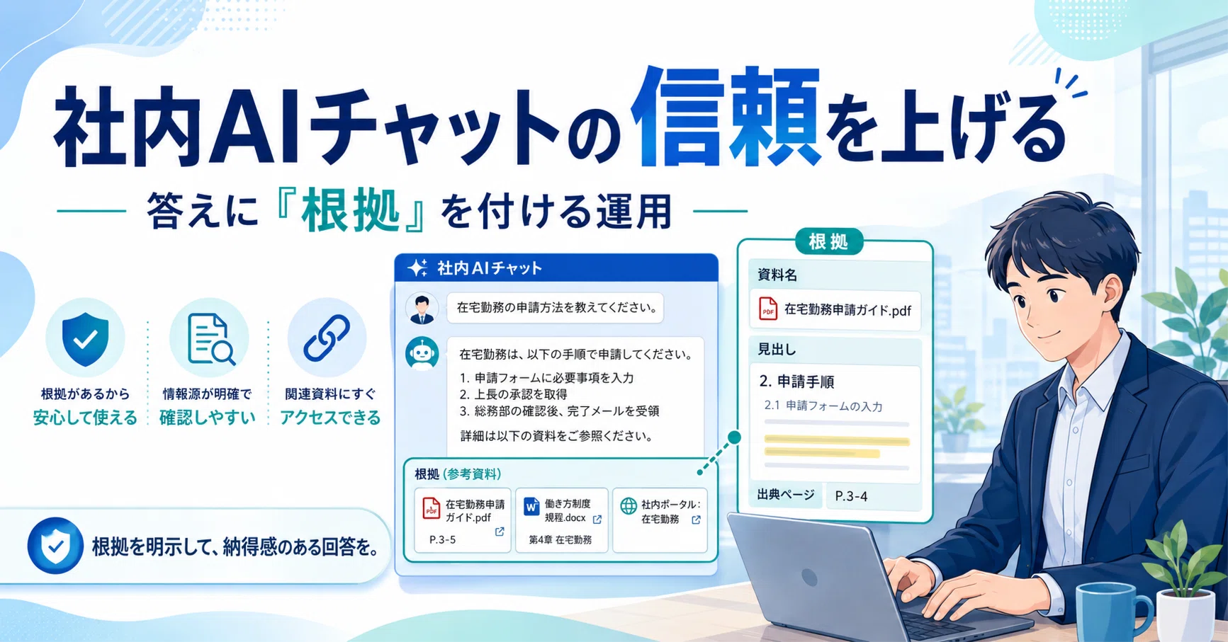 社内AIチャットの信頼を上げる：答えに「根拠」を付ける運用｜ひろ 