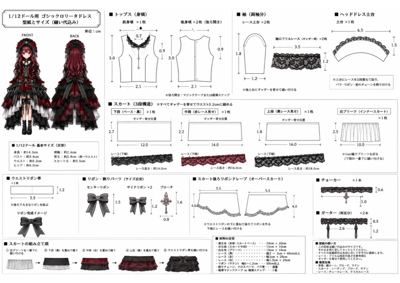 AIに1/12ドール服の型紙作ってもらった結果、それは愛おしい「ズレ」で