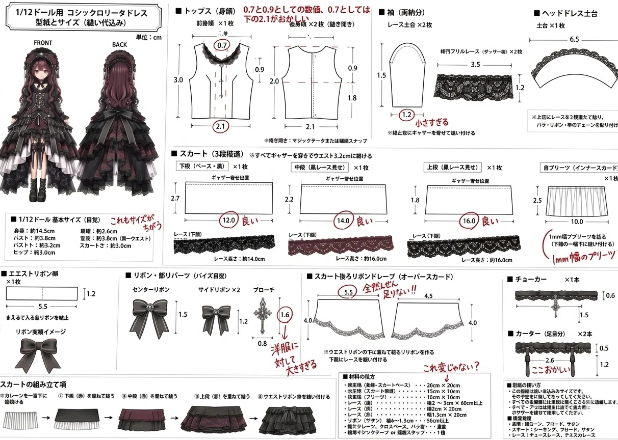 AIに1/12ドール服の型紙作ってもらった結果、それは愛おしい「ズレ」で