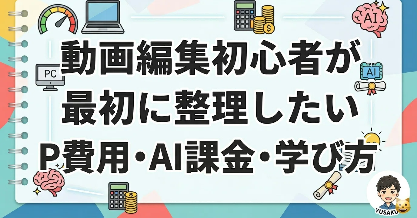 動画編集初心者が最初に整理したいPC・費用・AI課金・学び方｜ゆうさく