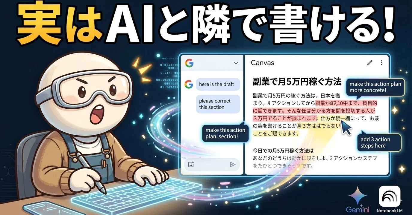 Gemini & NotebookLM 大全④｜CanvasでAIと「共同作業」する 〜書き