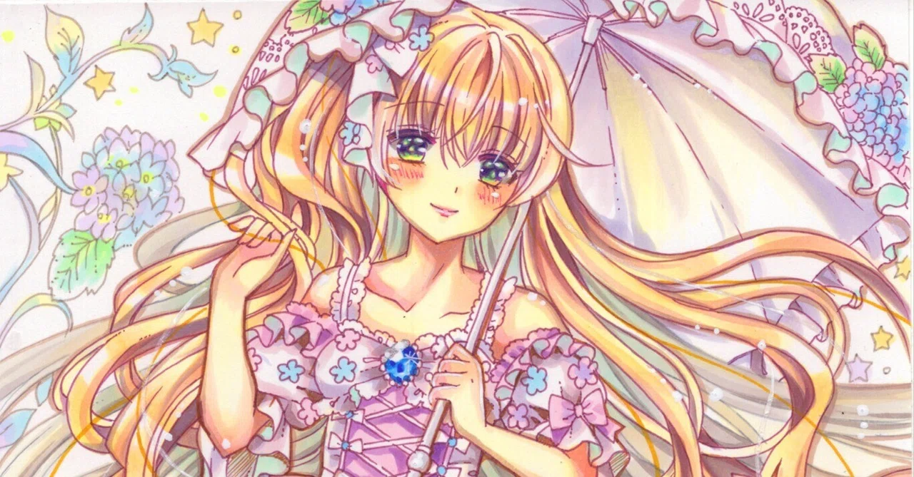 原画販売】【制作工程】水面の紫陽花花嫁🌸✨️｜うさぎ茶屋