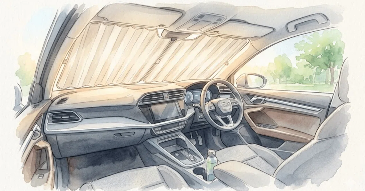 設置の手間を減らせる？自動巻き取り式車用サンシェード（CREAS WING