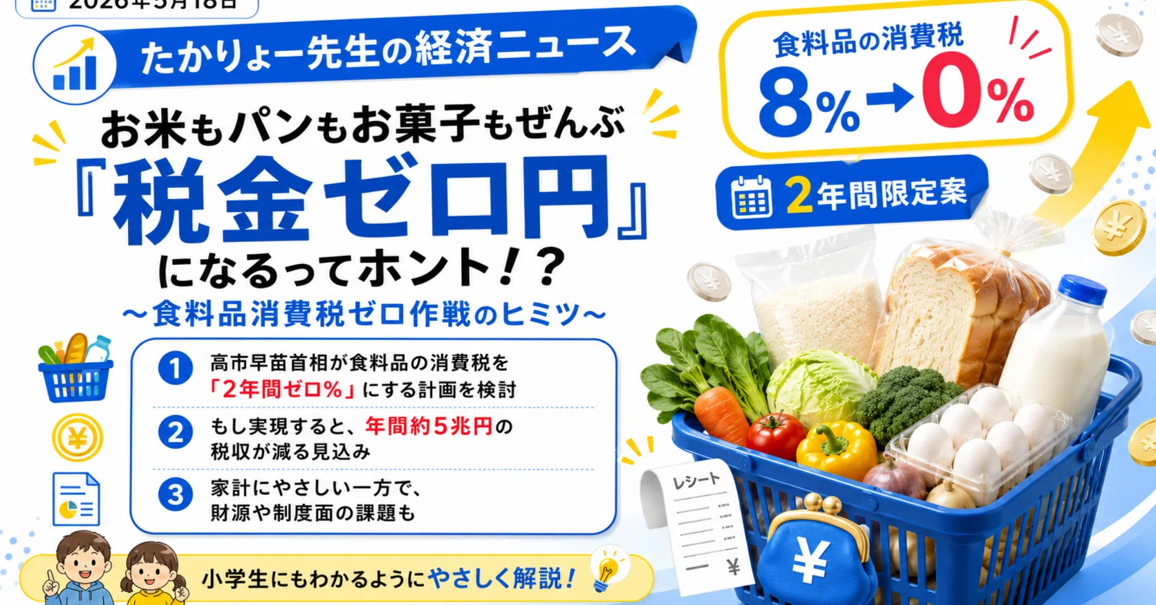 お米もパンもお菓子もぜんぶ「税金ゼロ円」になるってホント！？〜食料