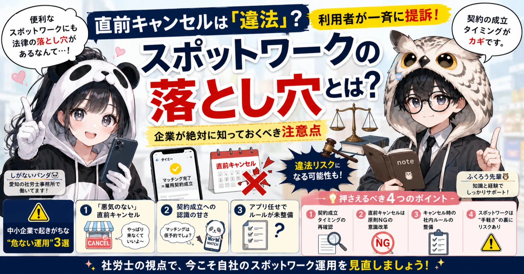 ♡xyma♡ キャンセル対応　事務局確認用 キャンセルは違法？」タイミー利用者の提訴からスポットワーク管理を