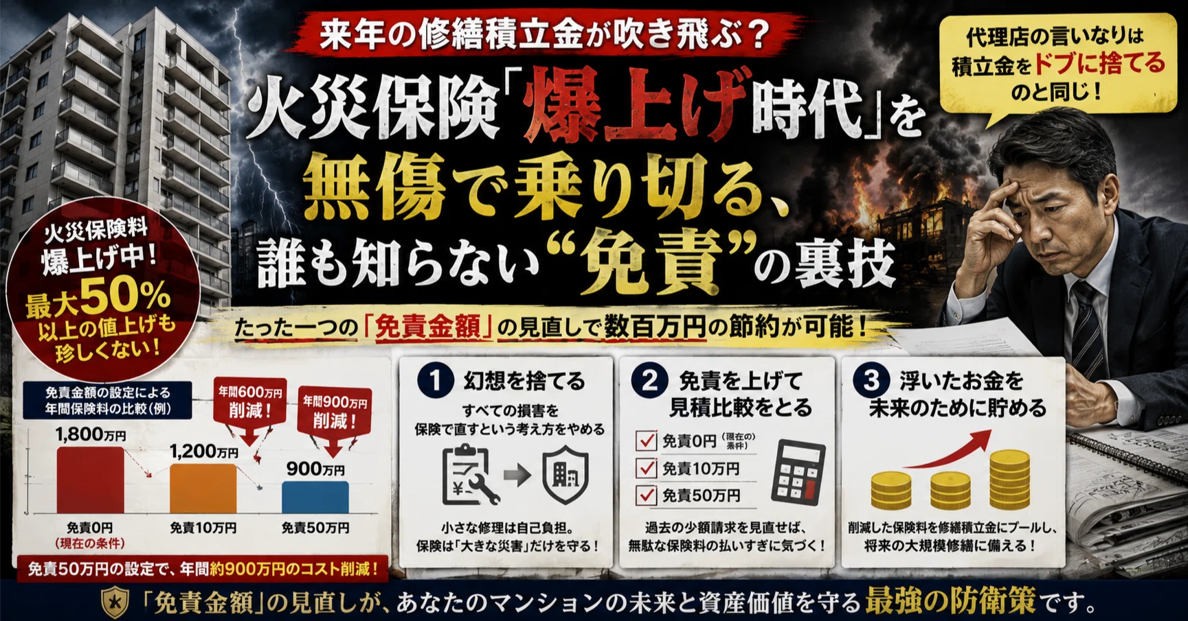 来年の修繕積立金が吹き飛ぶ？ 火災保険「爆上げ時代」を無傷で