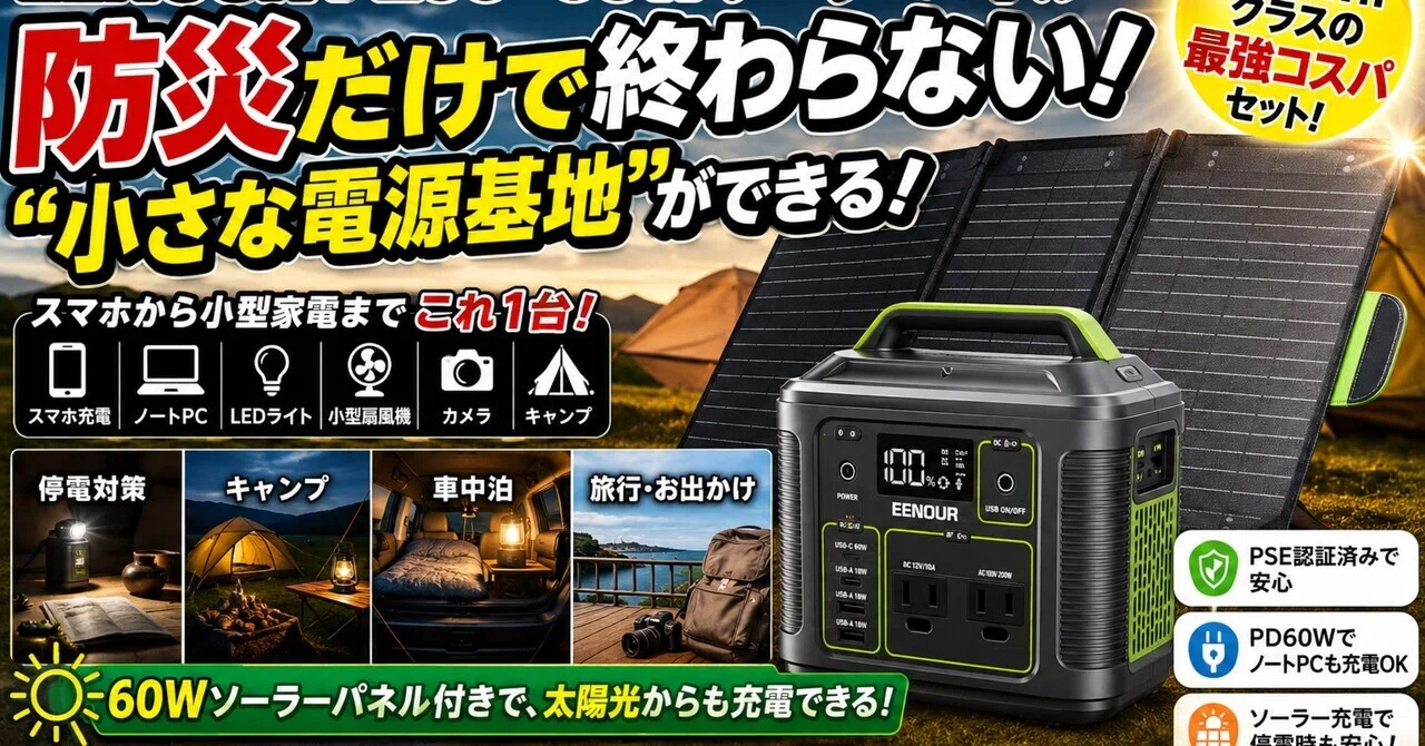 EENOUR P200＋60Wソーラーパネルは、防災だけで終わらない“小さな電源