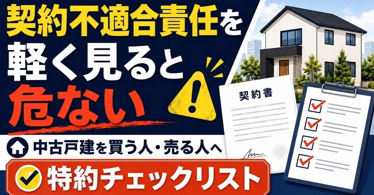 契約不適合責任を軽く見ると危ない｜中古戸建を買う人・売る人の特約