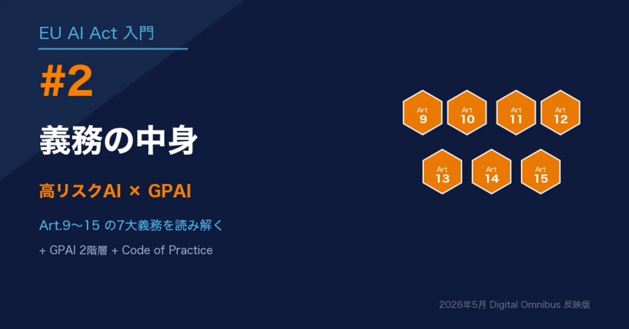 EU AI Act 入門 #2】義務の中身：高リスクAIとGPAIに課される具体的