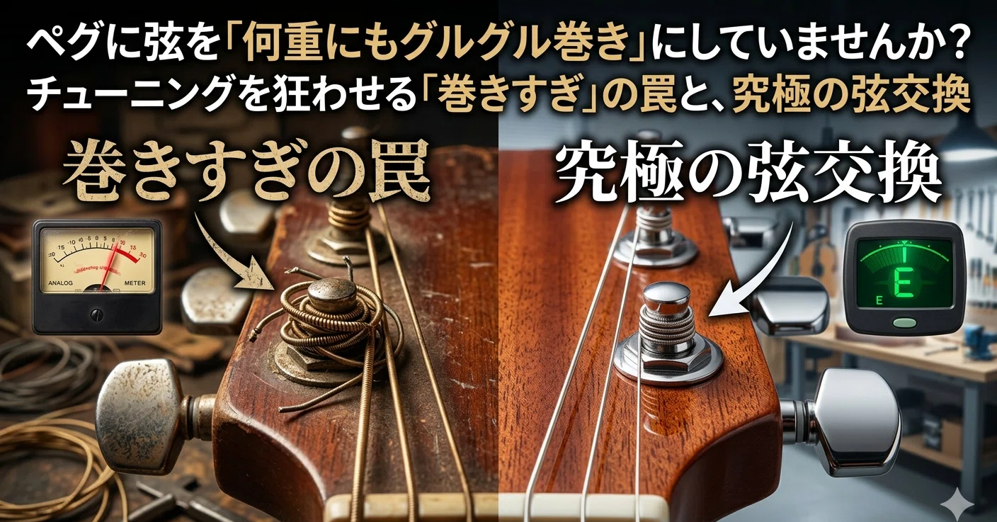 ペグに弦を「何重にもグルグル巻き」にしていませんか？ チューニング 