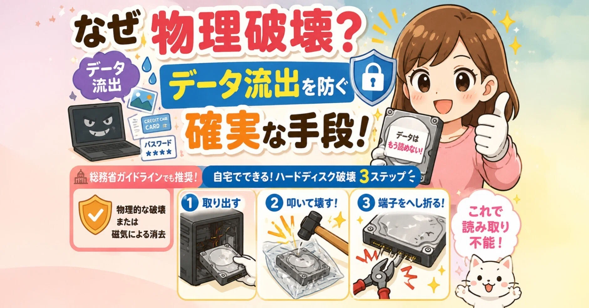 なぜ物理破壊？データ流出を防ぐ確実な手段｜中古パソコン屋のナベキン 