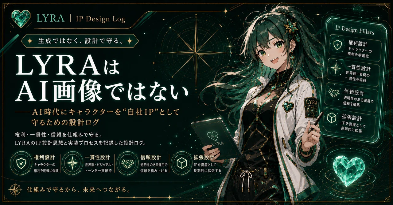 LYRAはAI画像ではない──AI時代にキャラクターを“自社IP”として守るための設計ログ｜IO｜AI航海士