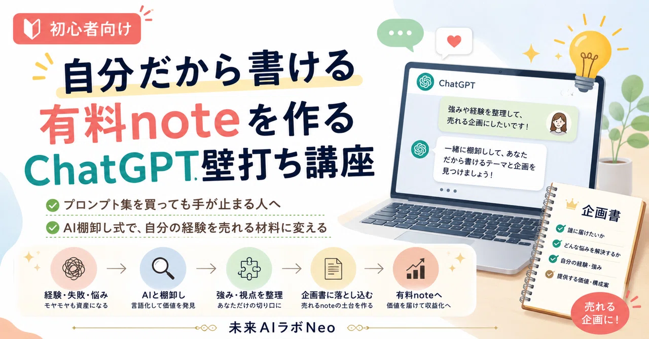 “自分だから書ける”有料noteを作る ChatGPT壁打ち講座｜yossy_ai_lab