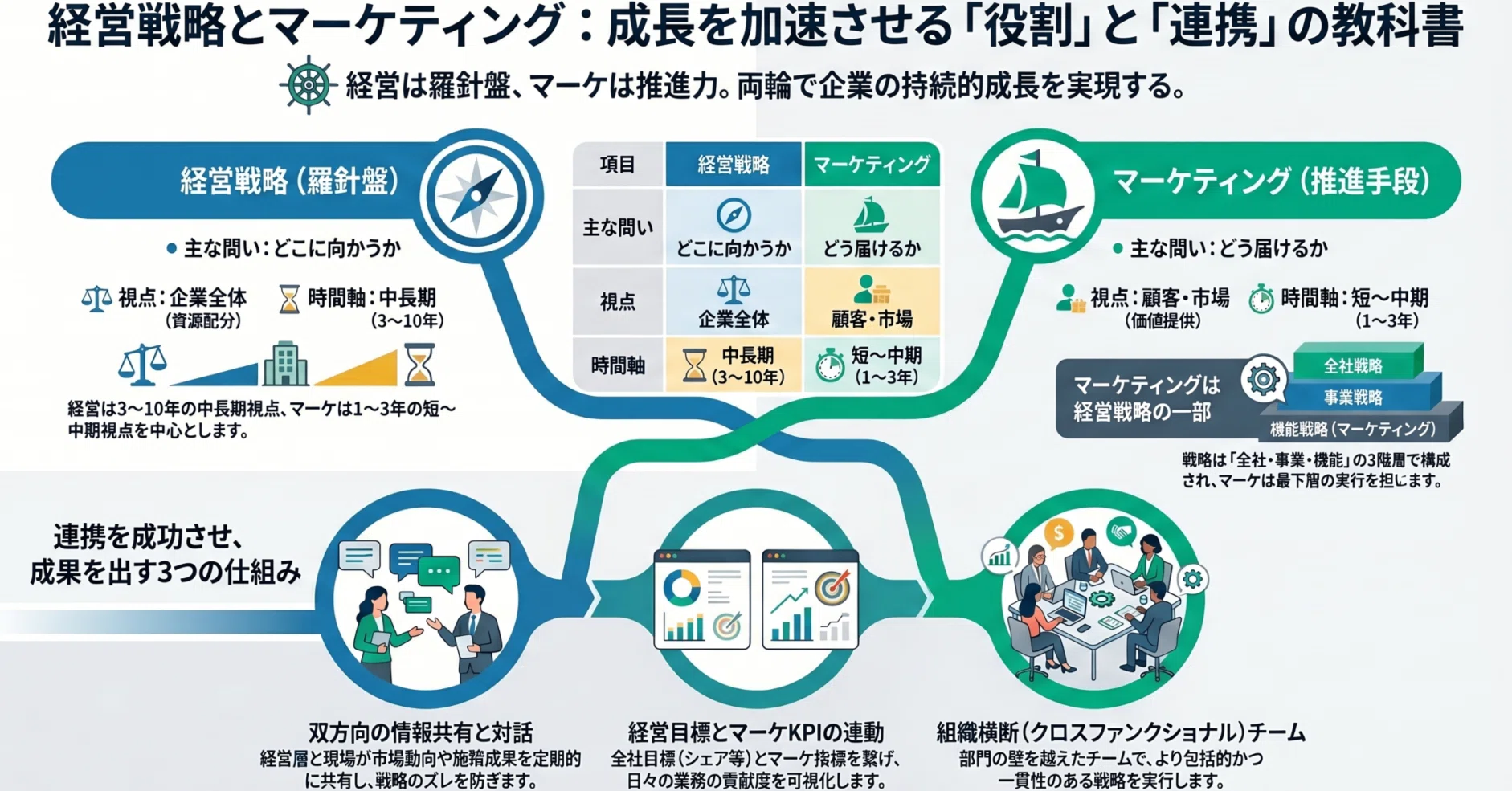 経営戦略とマーケティングの違いを徹底解説｜連携で企業成長を実現する