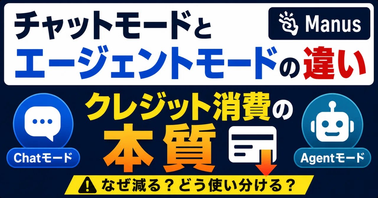 ManusのChatモードとAgentモードの違い｜クレジット消費の本質｜Ken | AI実験中