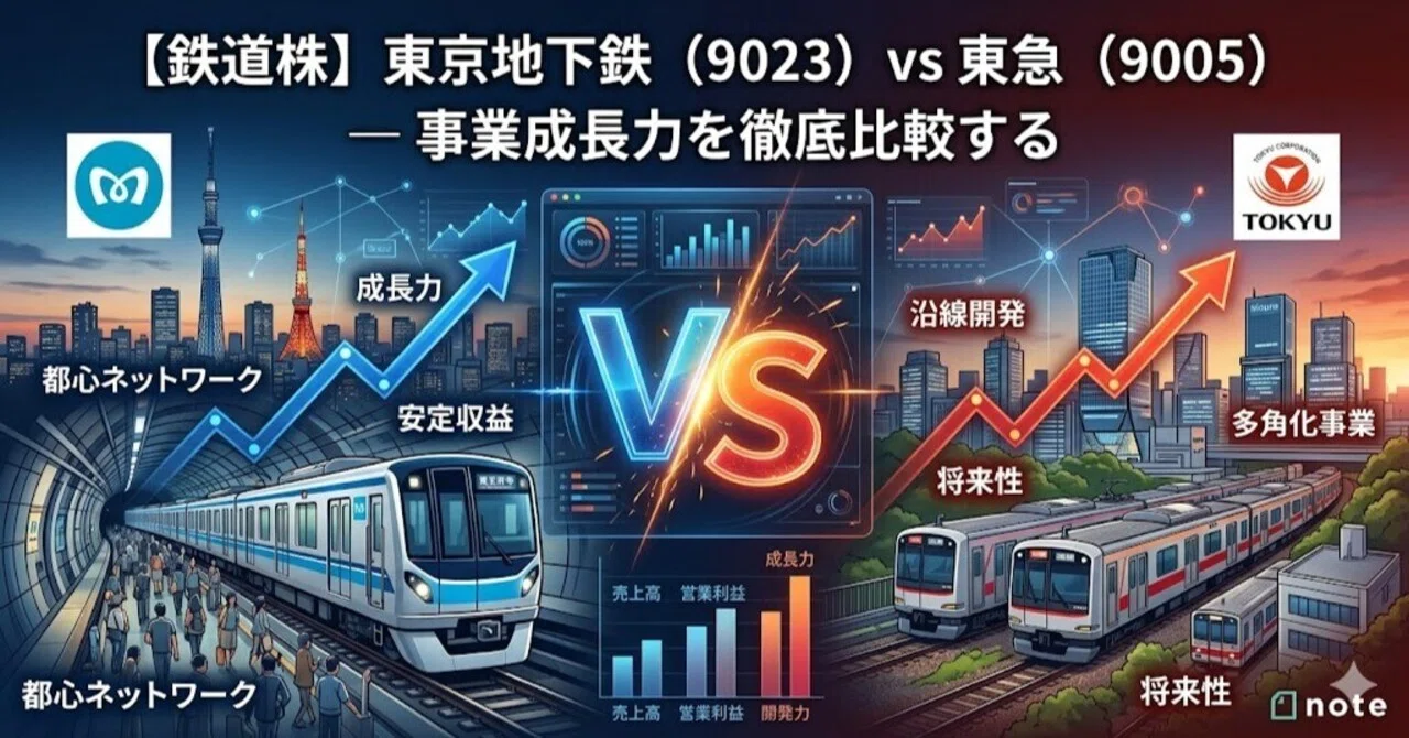 きょん（感謝）/5 鉄道株】東京地下鉄（9023）vs 東急（9005）— 事業成長力を徹底比較