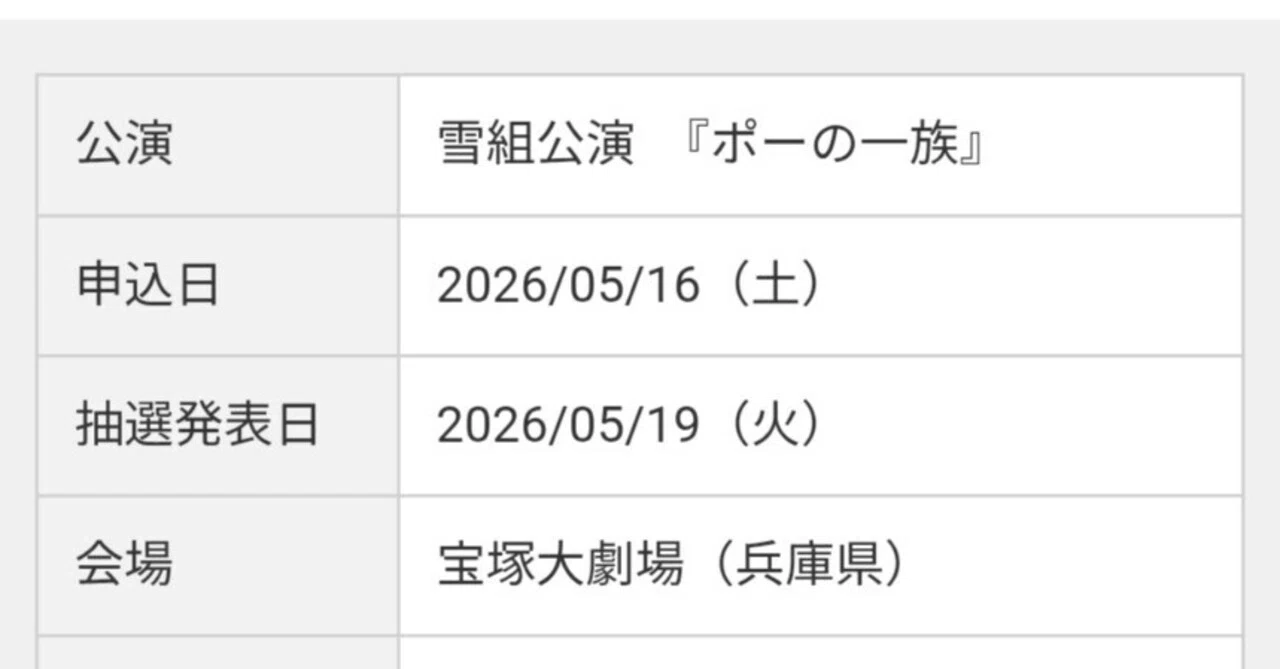 雪組公演「ポーの一族」のチケット抽選発表日（第2抽選）｜もりけん