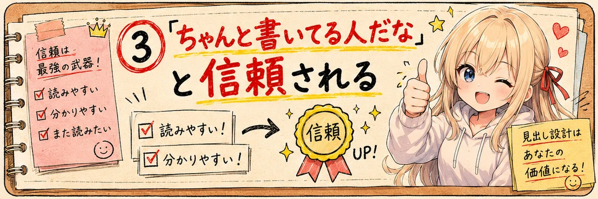 ③ 「ちゃんと書いてる人だな」と信頼される