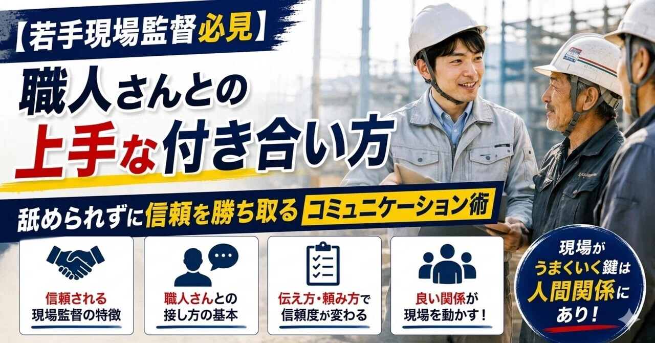 若手現場監督必見】職人さんとの上手な付き合い方｜舐められずに信頼を 