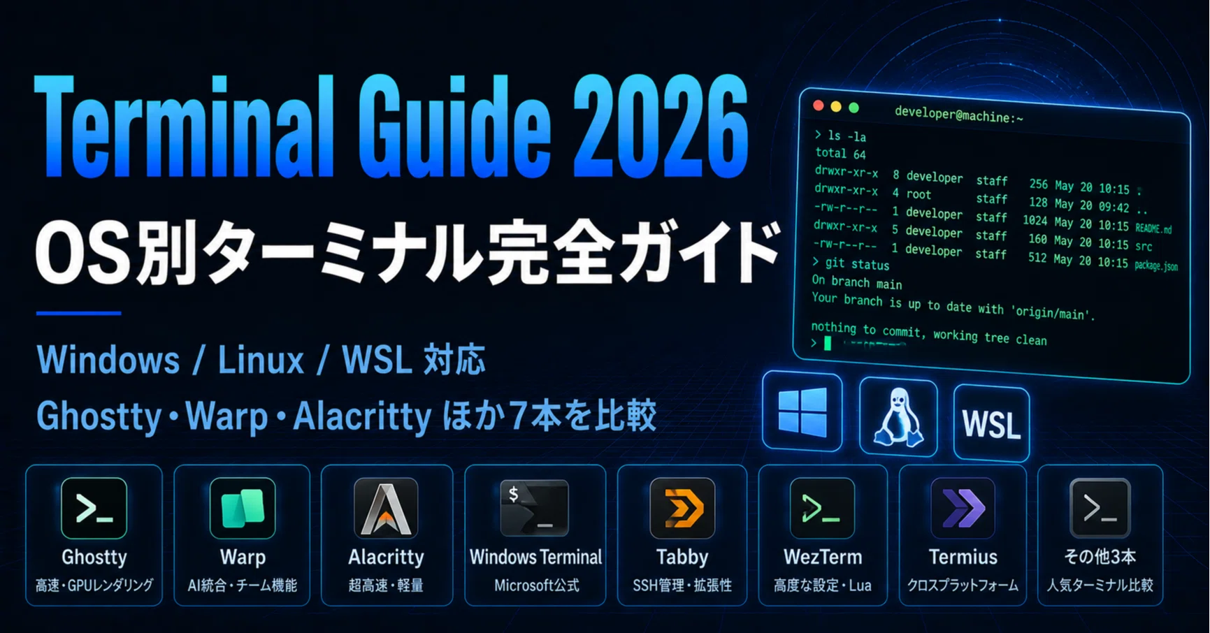 パソコン通信用　ターミナルエミュレータ CLIエンジニア向け：2026年版OS別おすすめターミナルエミュレータ