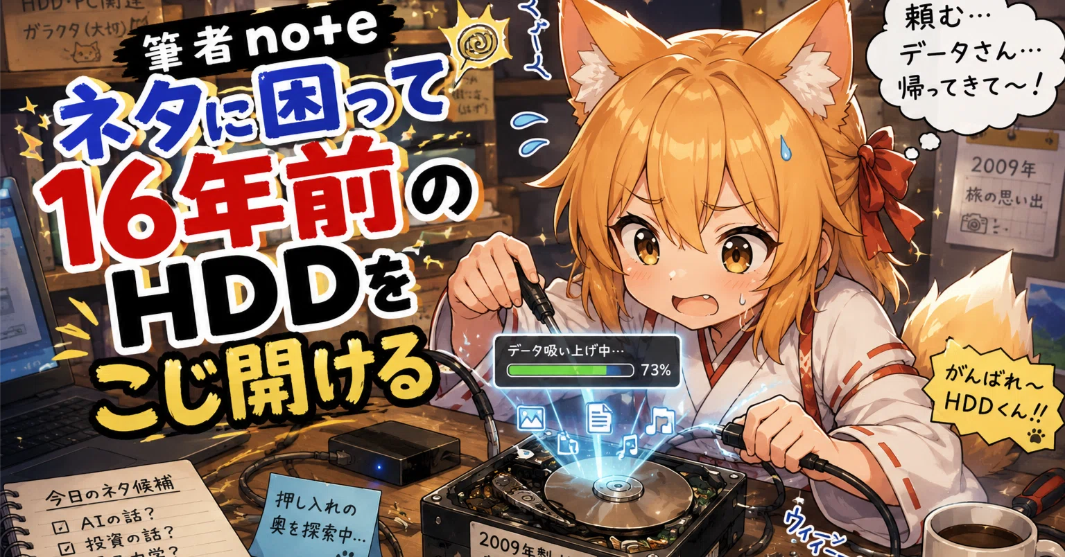 筆者🦊no+eネタに困って16年前のHDDをこじ開ける｜学び直し研究所