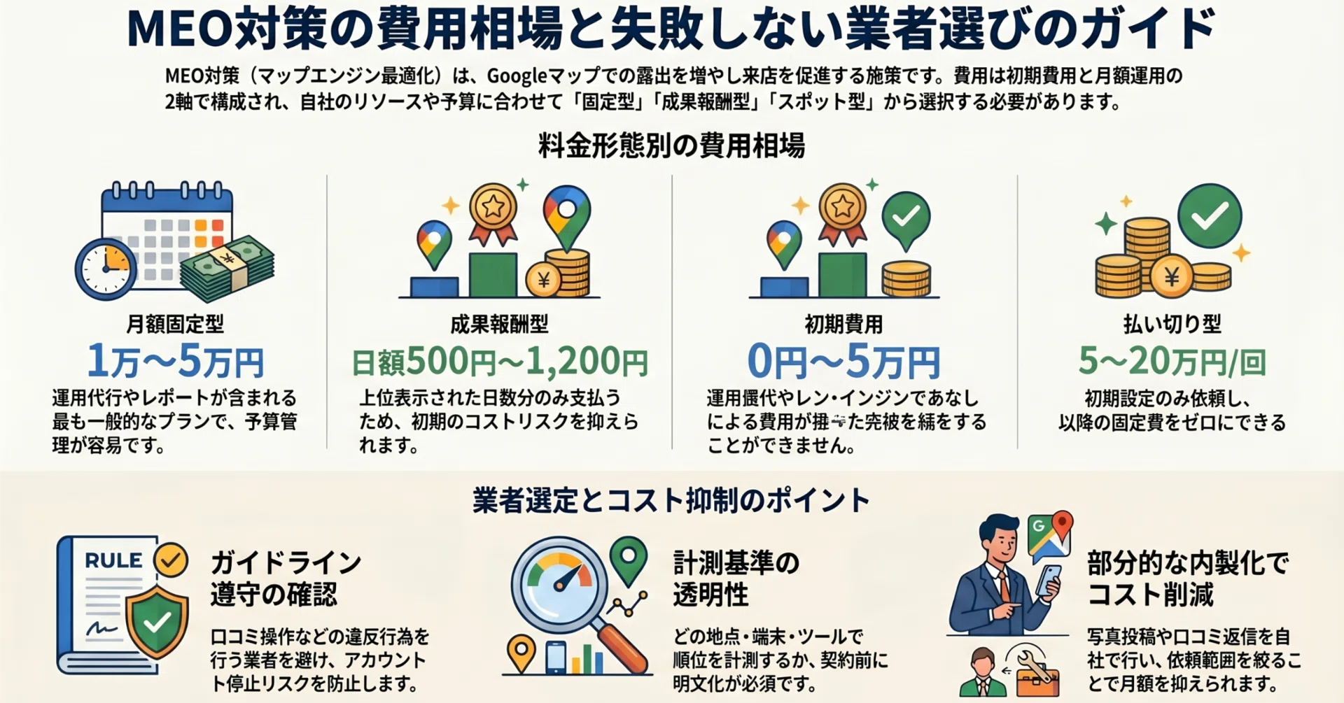 MEO対策の費用相場と料金プランの選び方｜外注費を抑えるポイント 