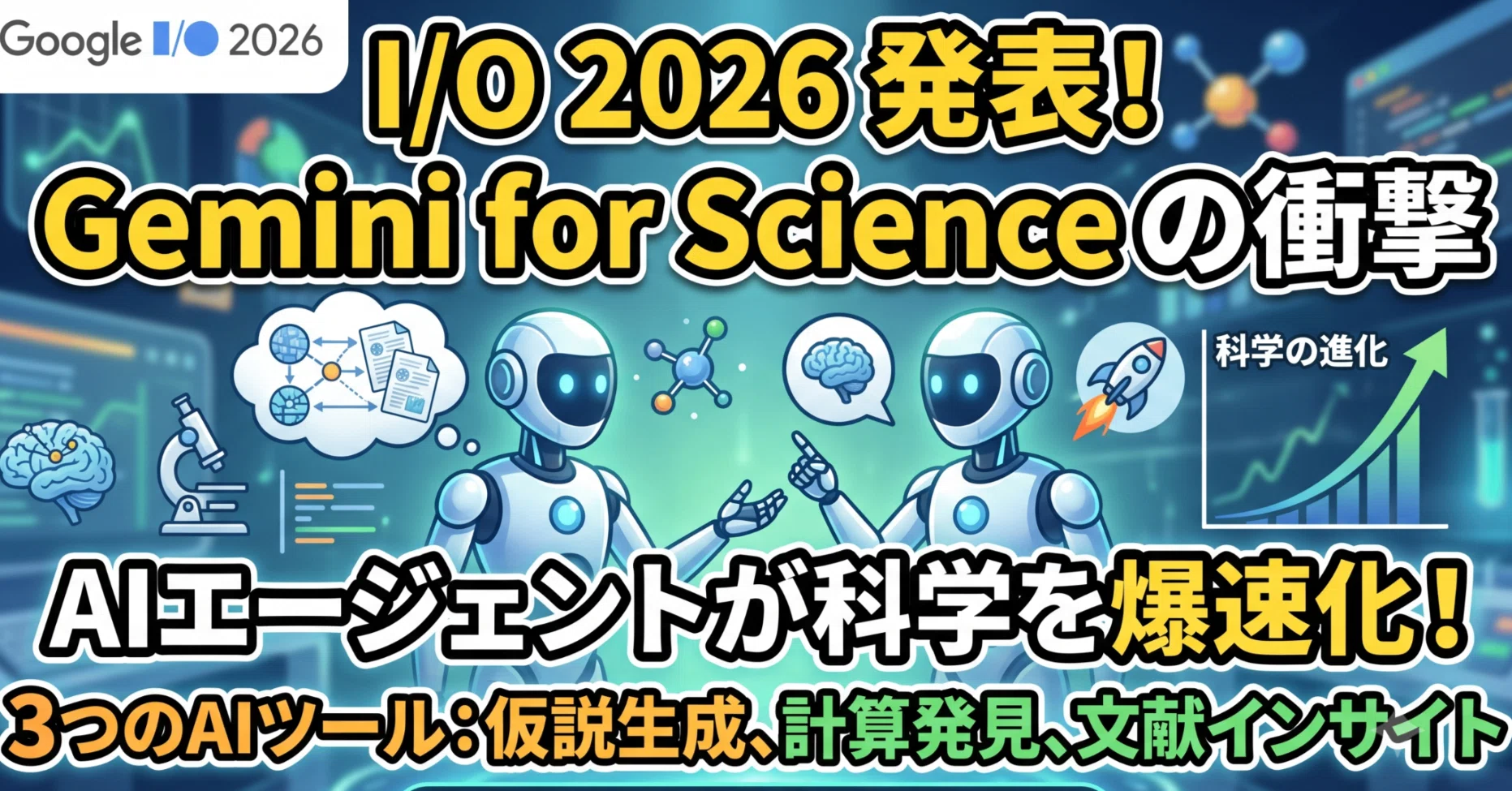 Google I/O 2026発表！「Gemini for Science」が拓く科学とITの未来