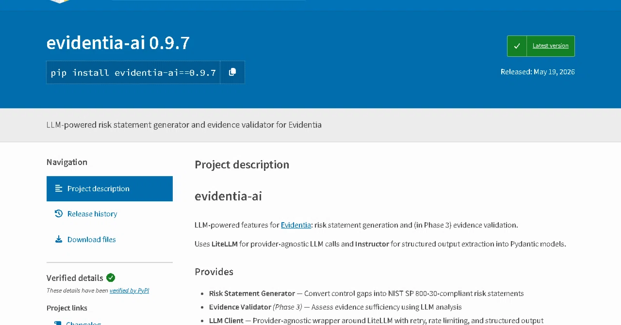 evidentia-ai 0.9.7 evolves LLM risk statement generation and evidence ...