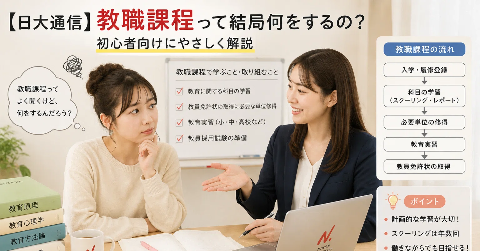 日大通信】教職課程って結局何をするの？初心者向けにやさしく解説｜日 