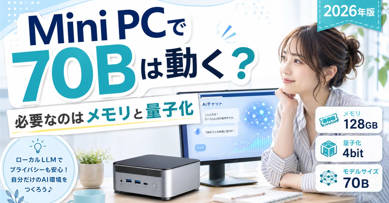 Mini Llm 70BローカルLLMをMini PCで動かすには何が必要か、メモリと量子化から考える|pc_masami